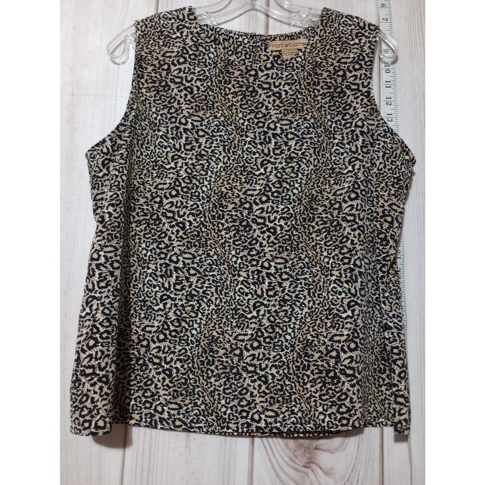 Notations‎ Tank Top Womens Large Animal Print Sleeveless Blouse Lightweight
